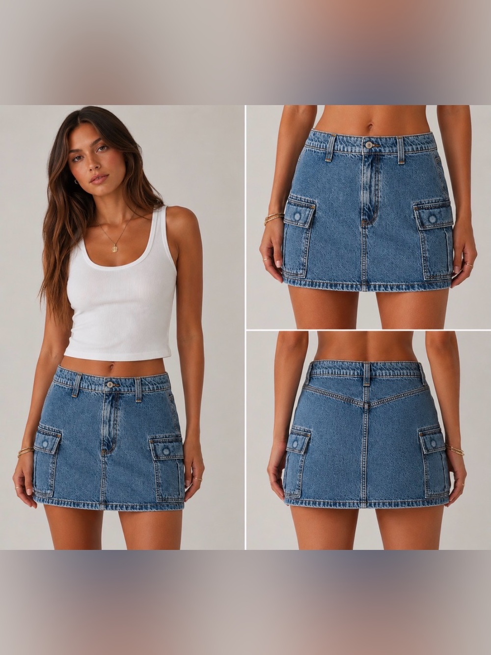 Abercrombie & Fitch High Rise Denim Cargo Mini Skirt Size 6